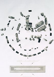 Plano de Stonehenge, grabado por James Basire, de 